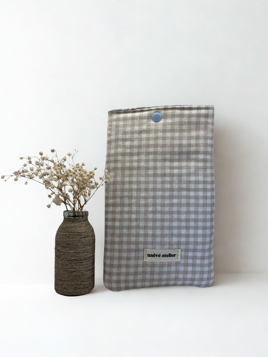 Housse livre vichy beige