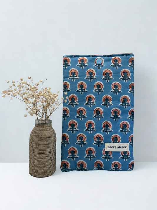 Housse livre indien bleu