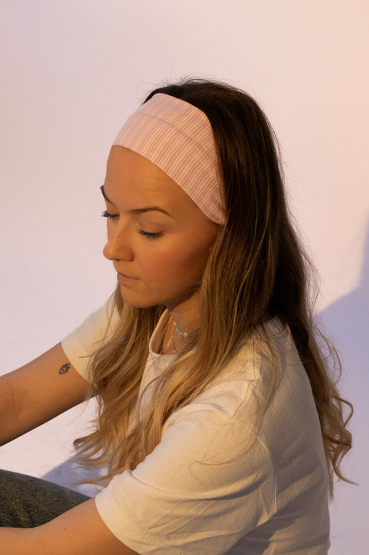 Bandeau rayé rose bonbon