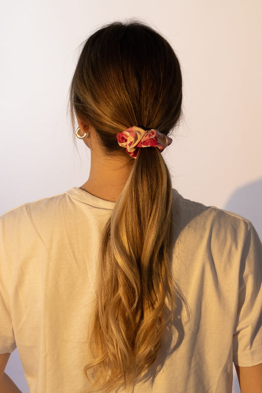 Chouchou fleuri fushia