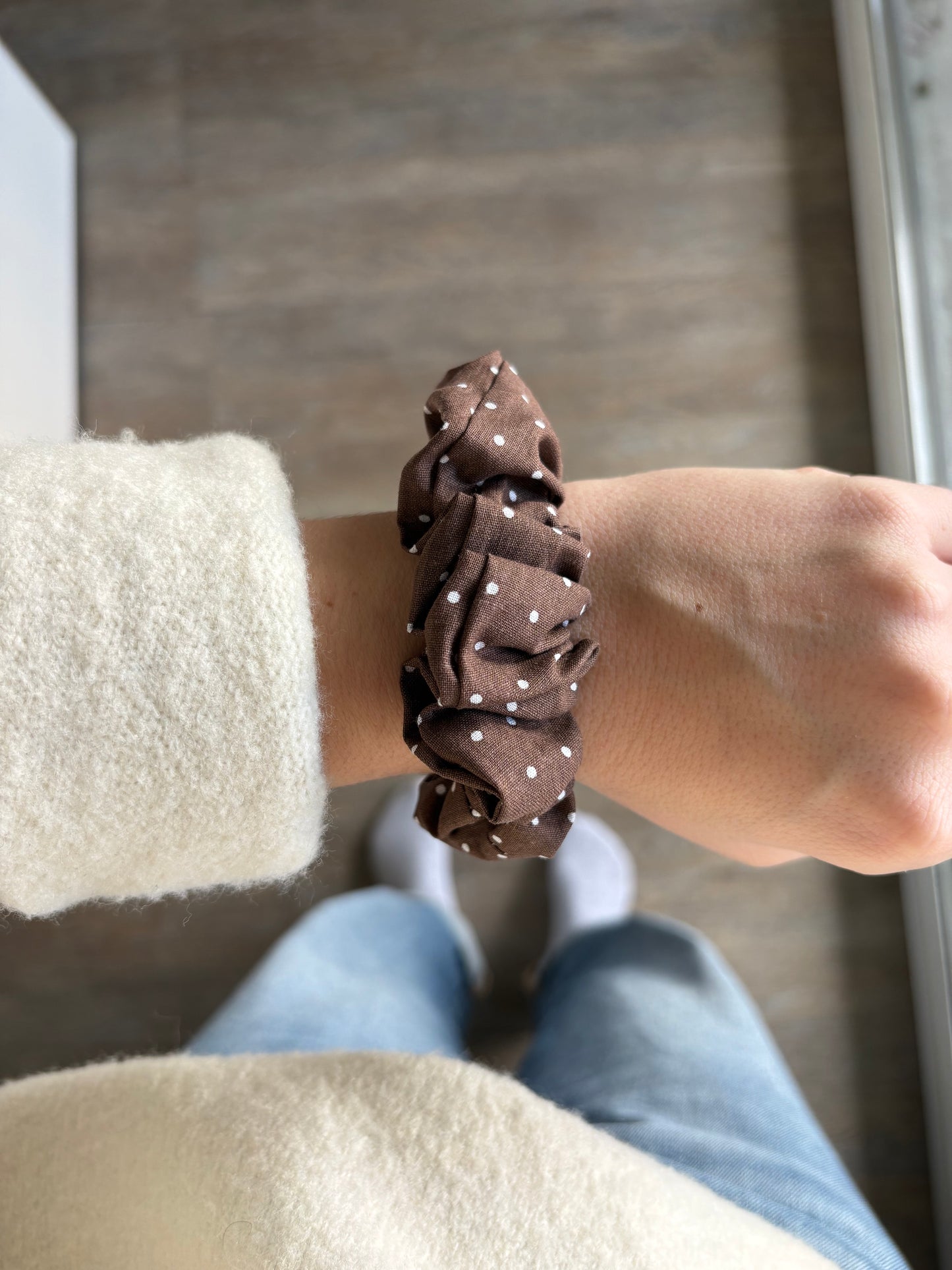 Chouchou dots marron